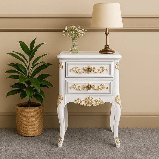 French Rococo Side Table with Gold Highlights
