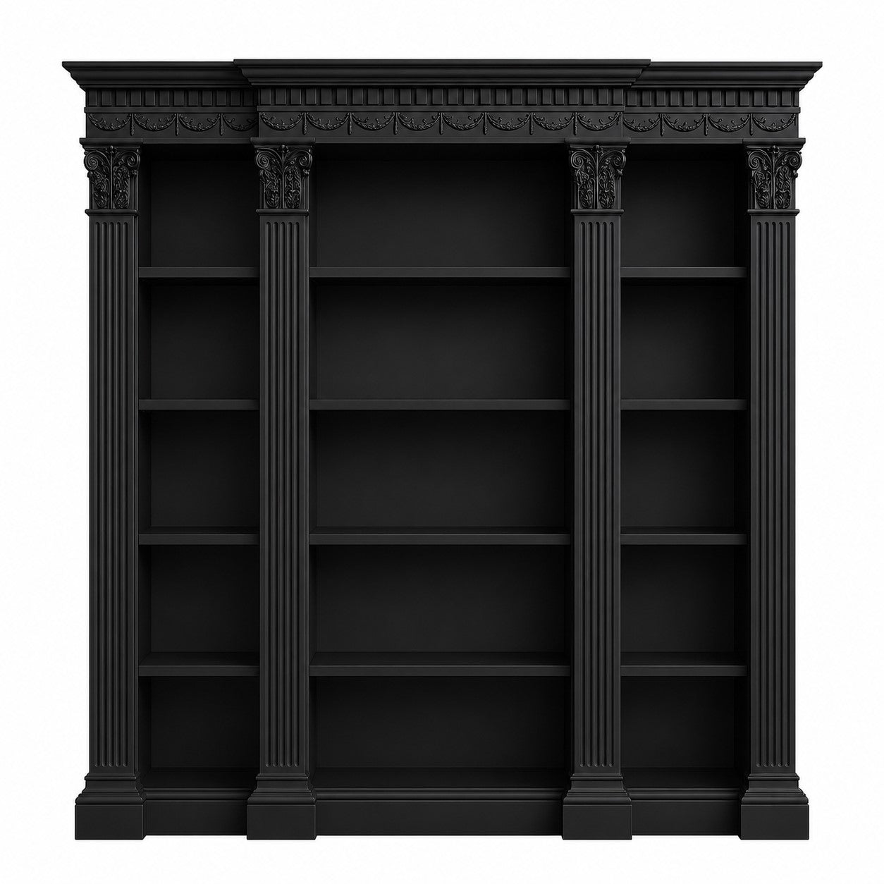 White French column bookcase with Gold Highlights