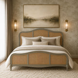Isabella Grey French Rattan Bed with Distressed Effect