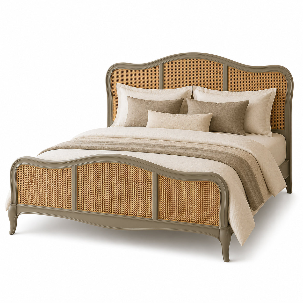 Isabella French Bed with Distressed Grey Finish