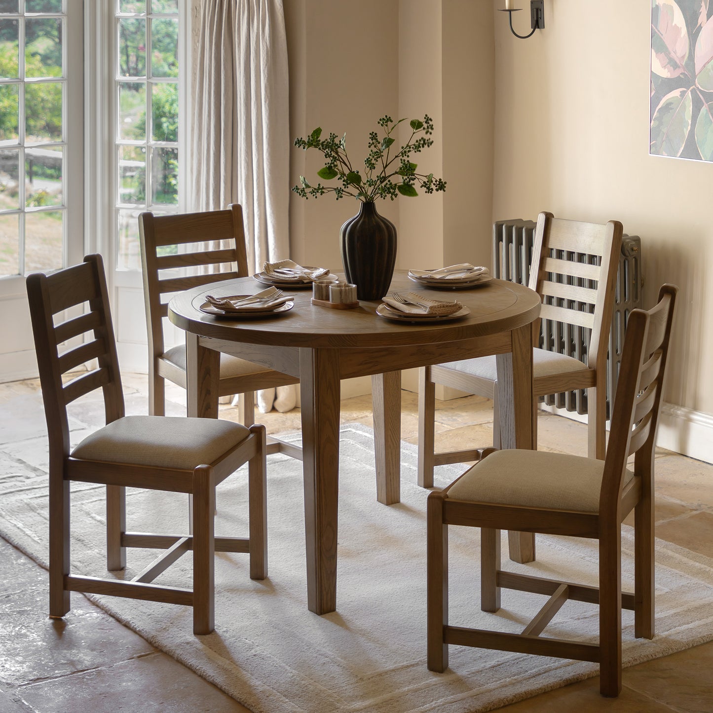 Hardwick Contemporary French Extending Round Dining Table