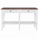 Helena French Console Table with Rattan Shelf