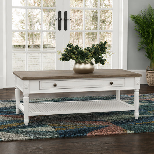 Helena French Coffee Table with One Drawer