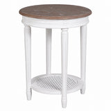 Helena French Side Table with Rattan Shelf