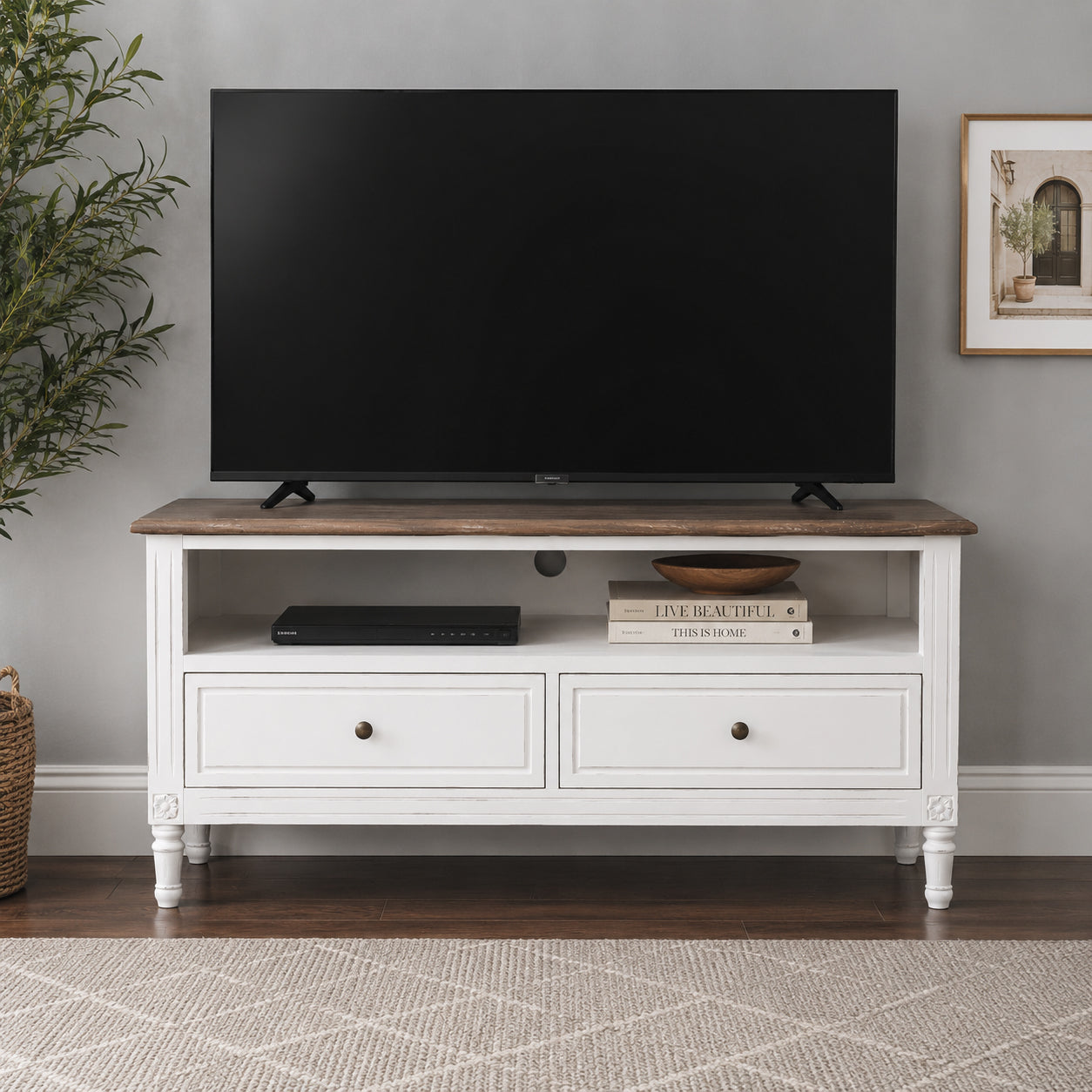 Helena French TV Cabinet with 2 Drawers
