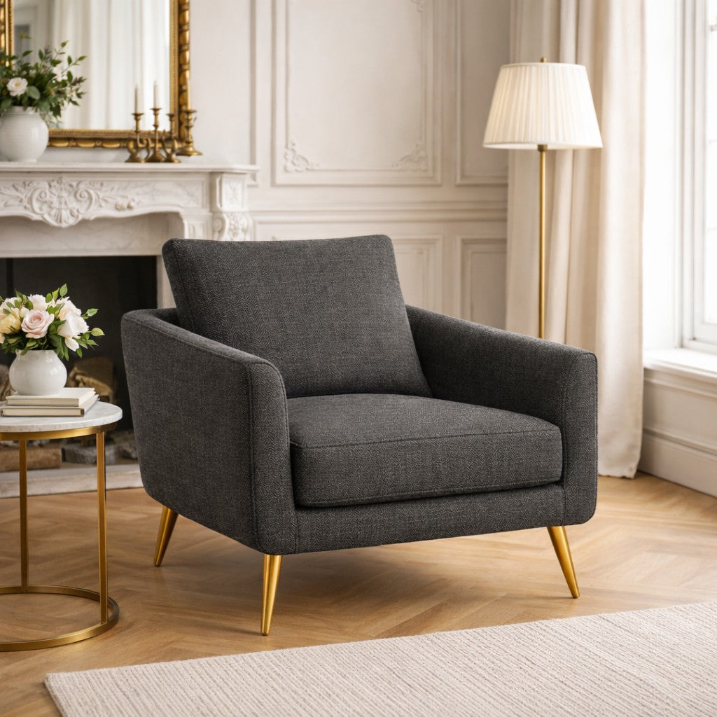 Henley Espresso Linen French Armchair