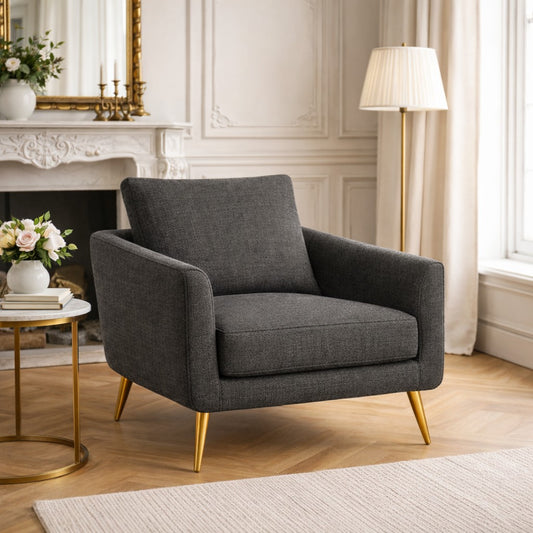 Henley Espresso Linen French Armchair