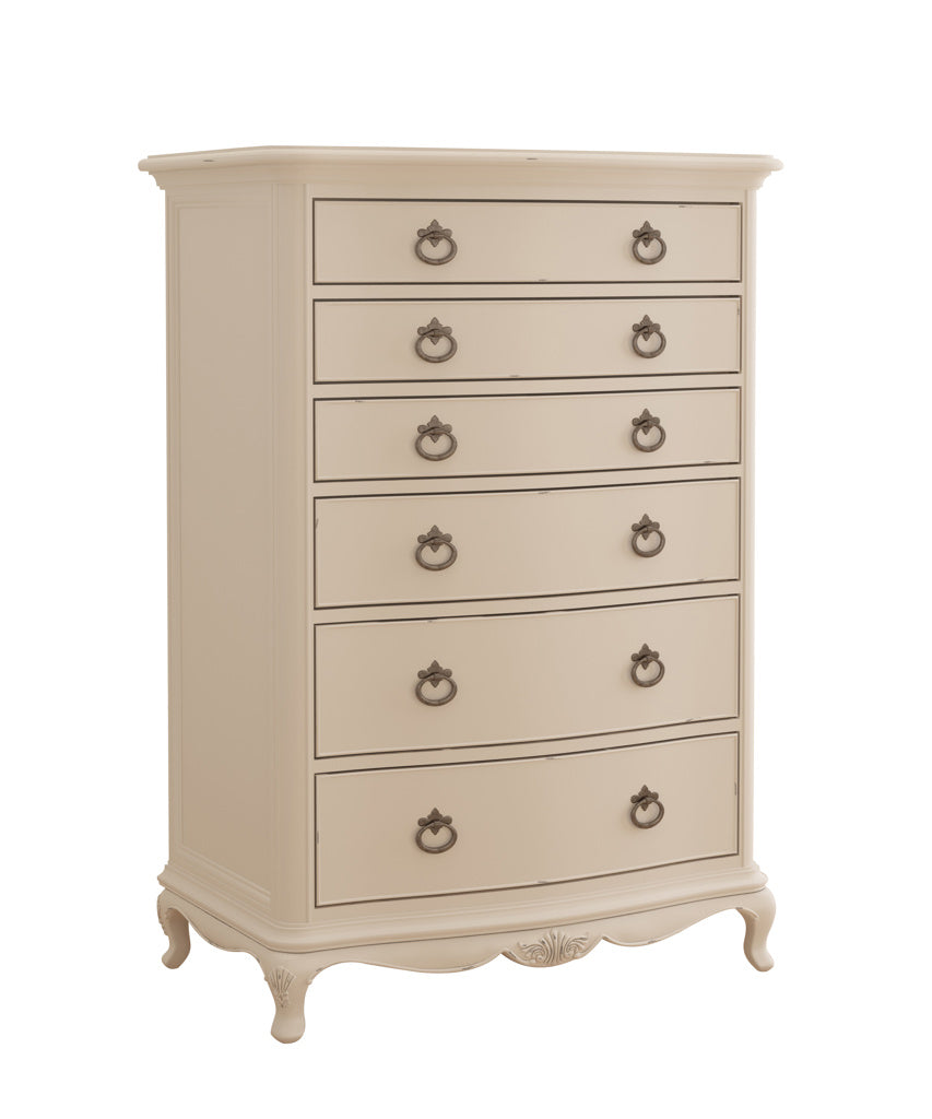 Ivory French 6 Drawer Tall Chest