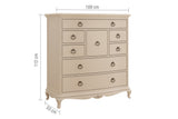 Ivory French 8 Drawer Chest Dimensions