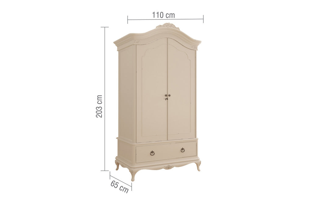 Dimensions for Ivory French Double Wardrobe