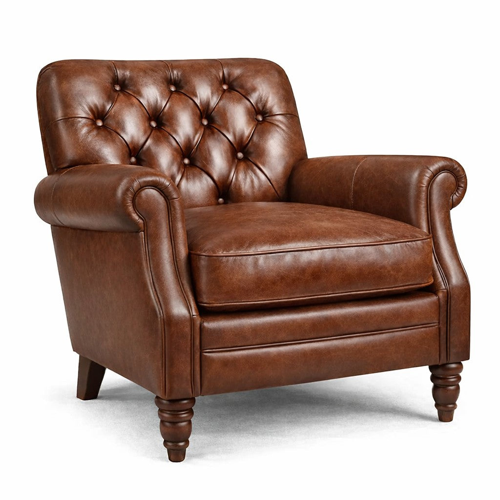Kensignton_Leather_Button_Back_Armchair
