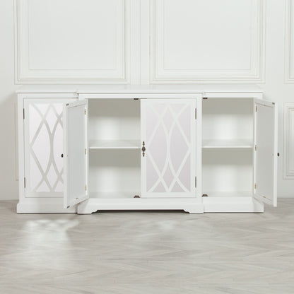 French Breakfront White Mirror Front Sideboard