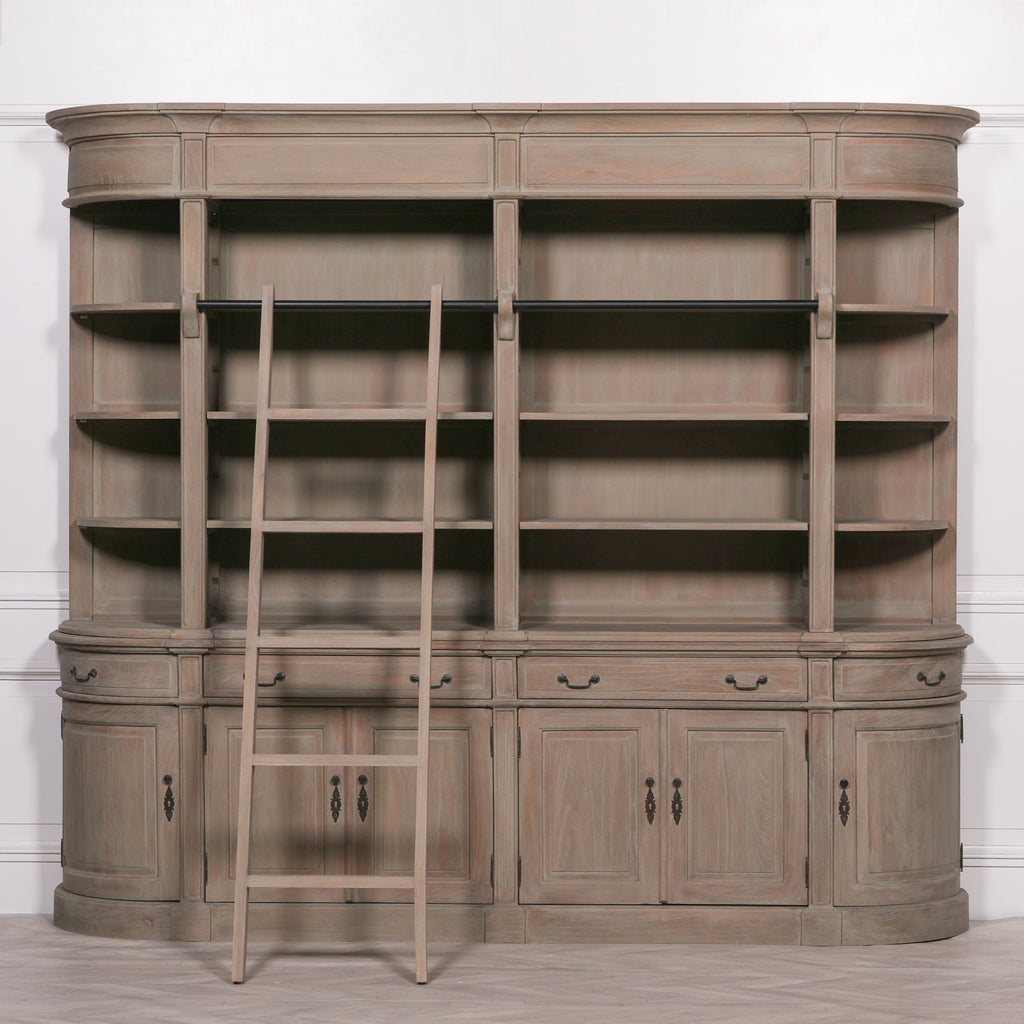 Large French Wooden Bookcase with Ladder