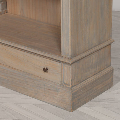 Large Rustic Wooden French Bookcase with Ladder