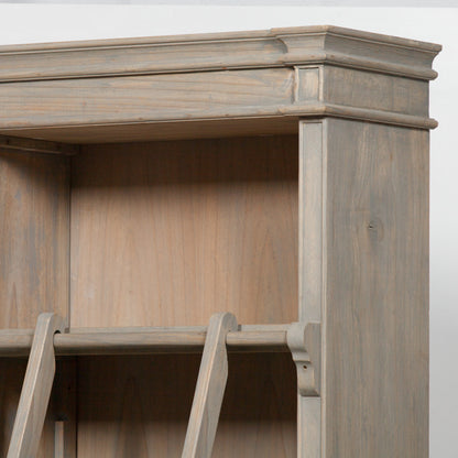 Large Rustic Wooden French Bookcase with Ladder