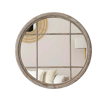 Lille Round Reclaimed Pine French Wall Mirror