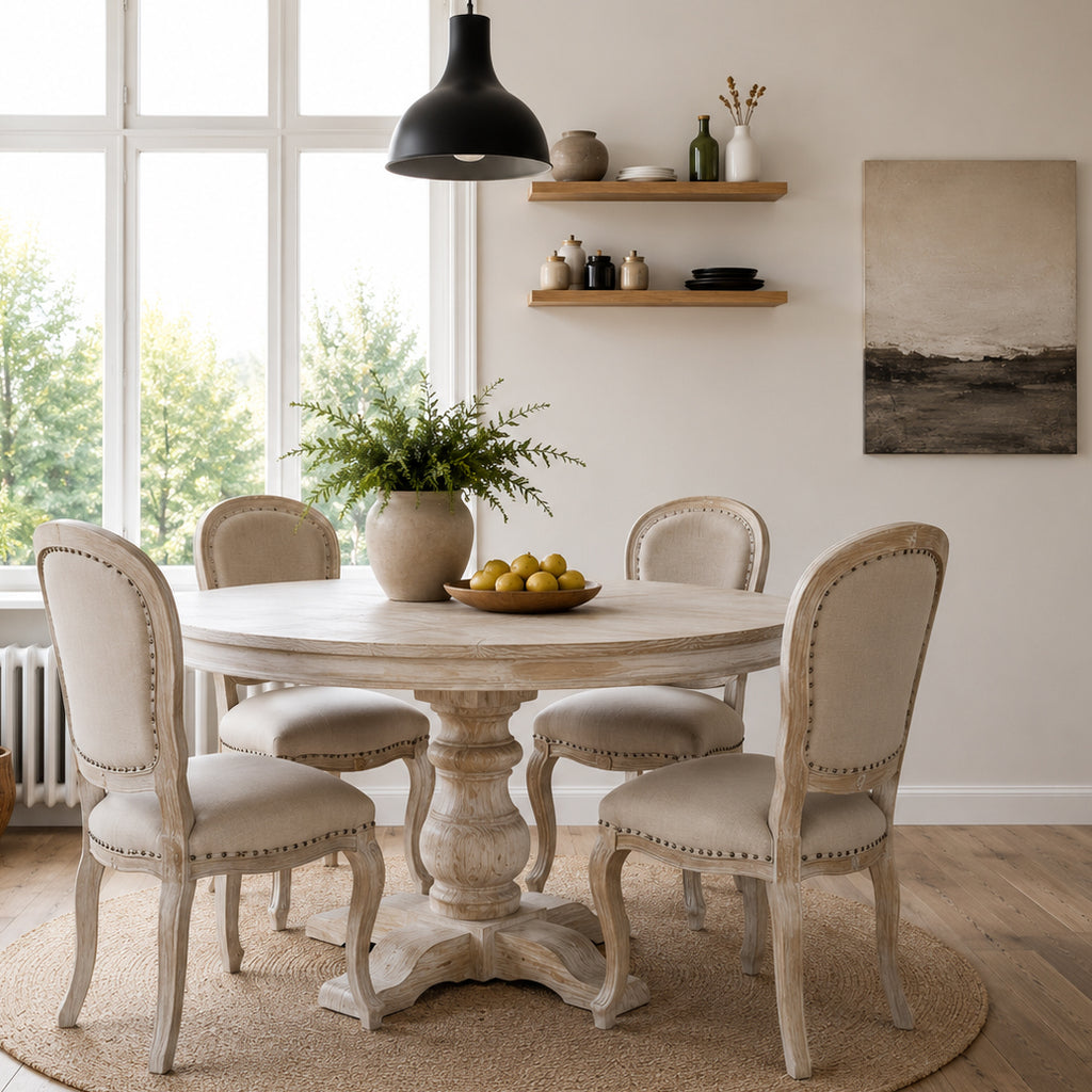Lille Reclaimed Pine Round French Dining Table