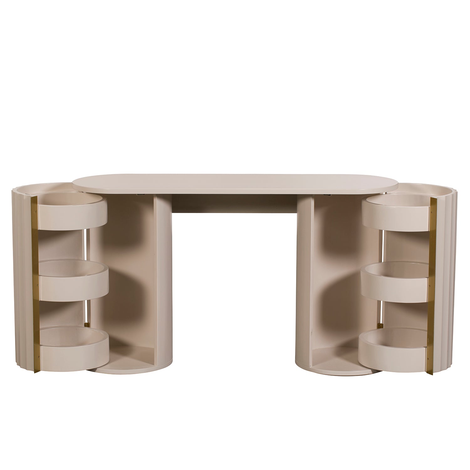 Lily Off-White High Gloss Dressing Table with Mirror - Internal View