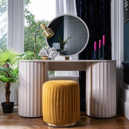 Lily Off-White High Gloss Dressing Table with Mirror