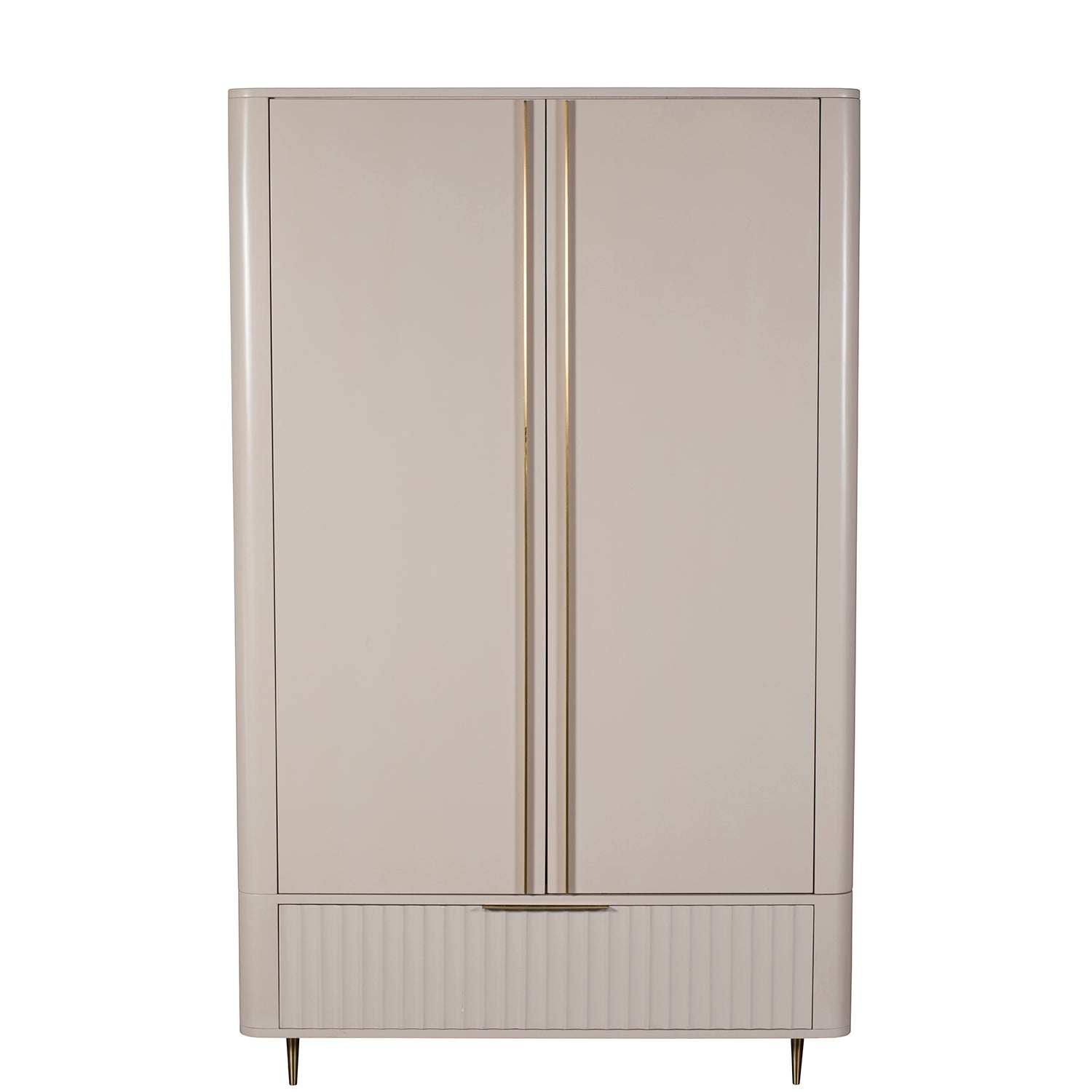 Lily White Gloss Modern Double Wardrobe - Front view