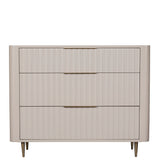 Lily Off-White High Gloss 3-Drawer Chest - Front view