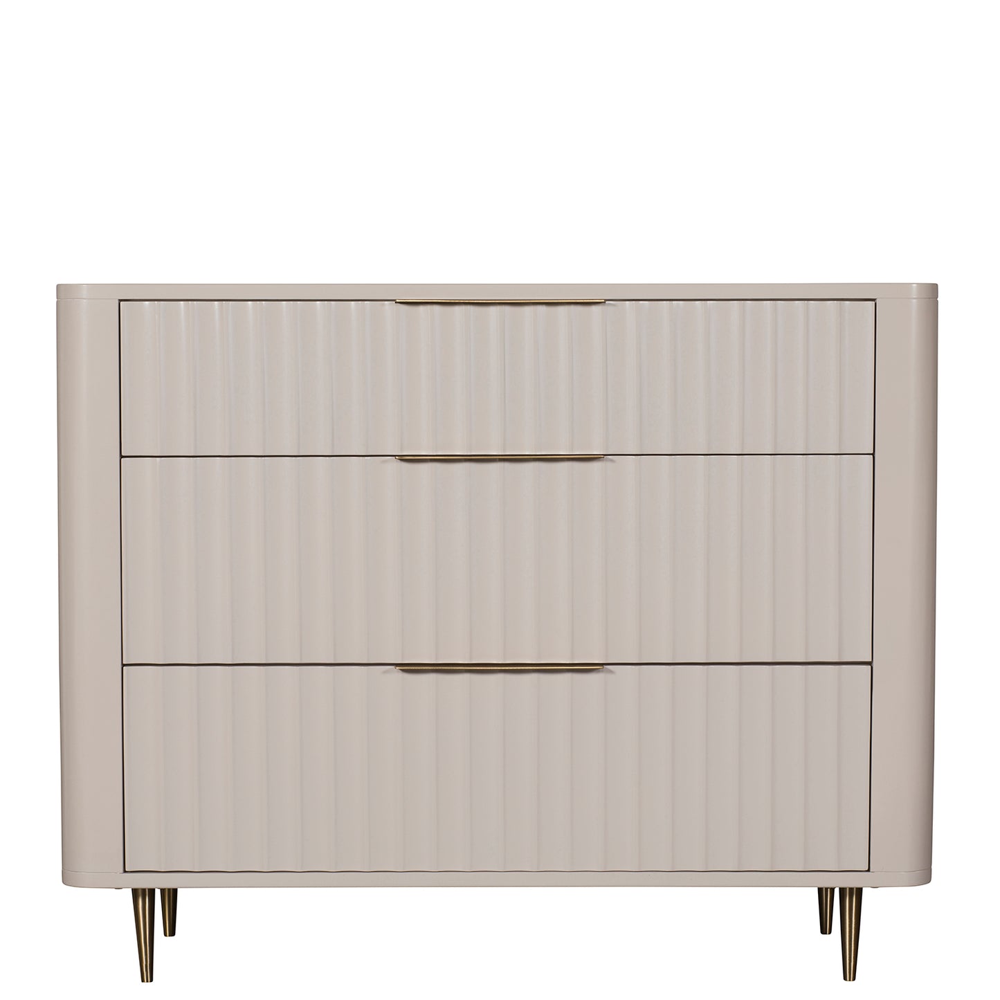 Lily Off-White High Gloss 3-Drawer Chest - Front view