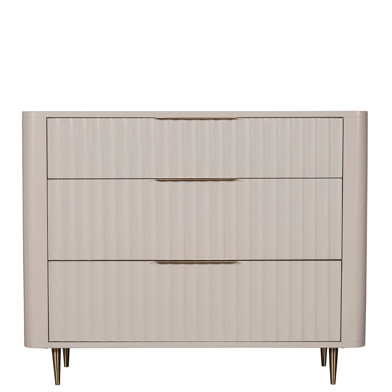 Lily Off-White High Gloss 3-Drawer Chest - Front view