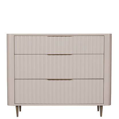 Lily Off-White High Gloss 3-Drawer Chest - Front view