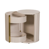 Lily Off-White High Gloss Bedside Table - LEFT