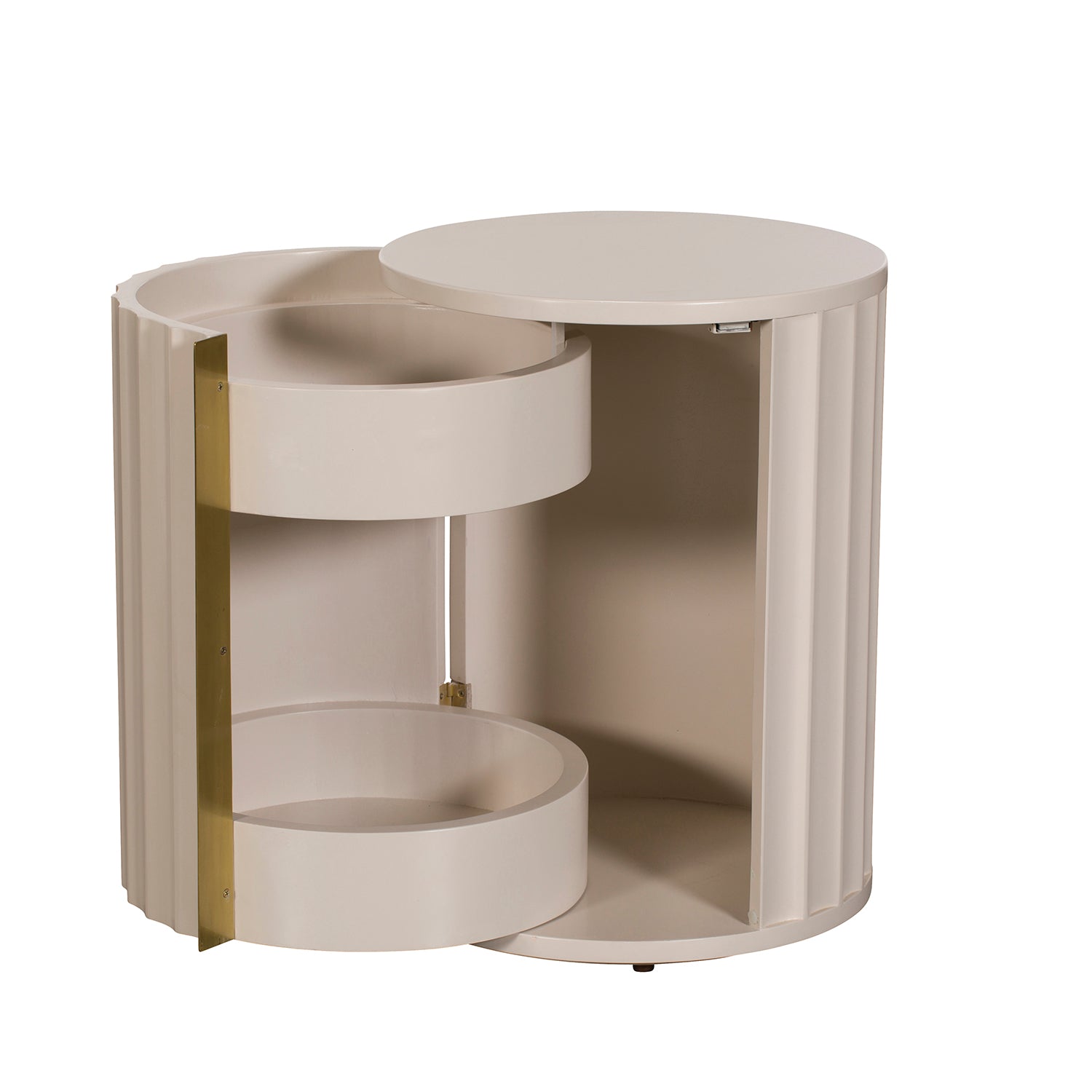 Lily Off-White High Gloss Bedside Table - LEFT