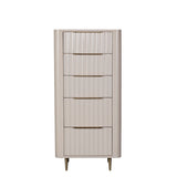 Lily Off-White High Gloss Tall Chest - Front View