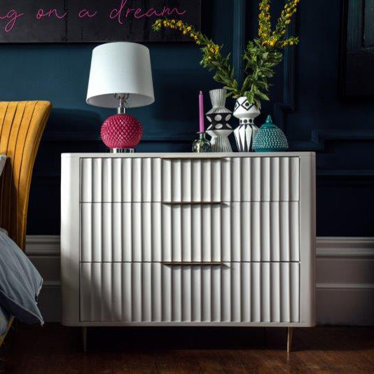 Lily Off-White High Gloss 3-Drawer Chest