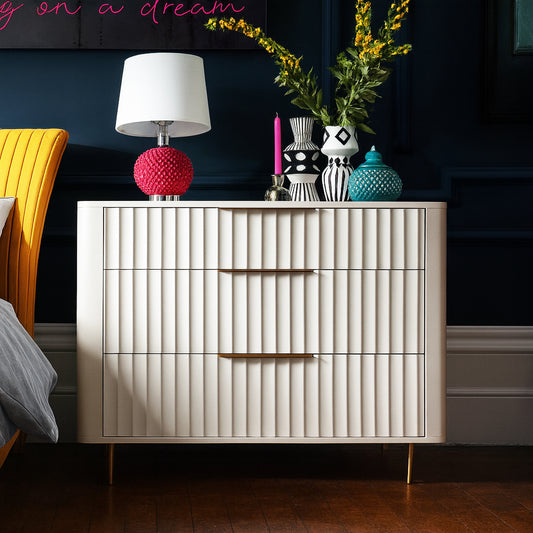 Lily Off-White High Gloss 3-Drawer Chest