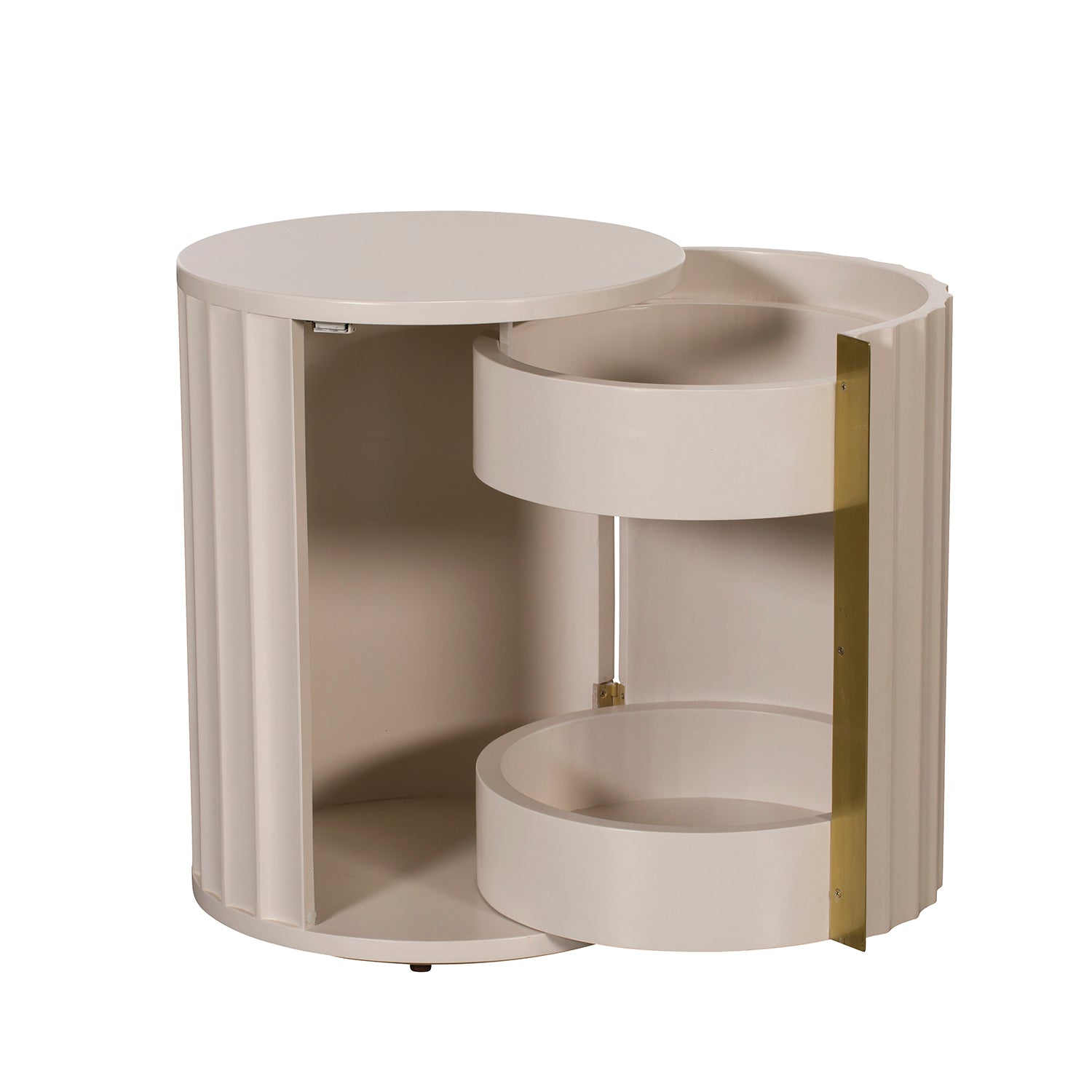 Lily Off-White High Gloss Bedside Table - RIGHT