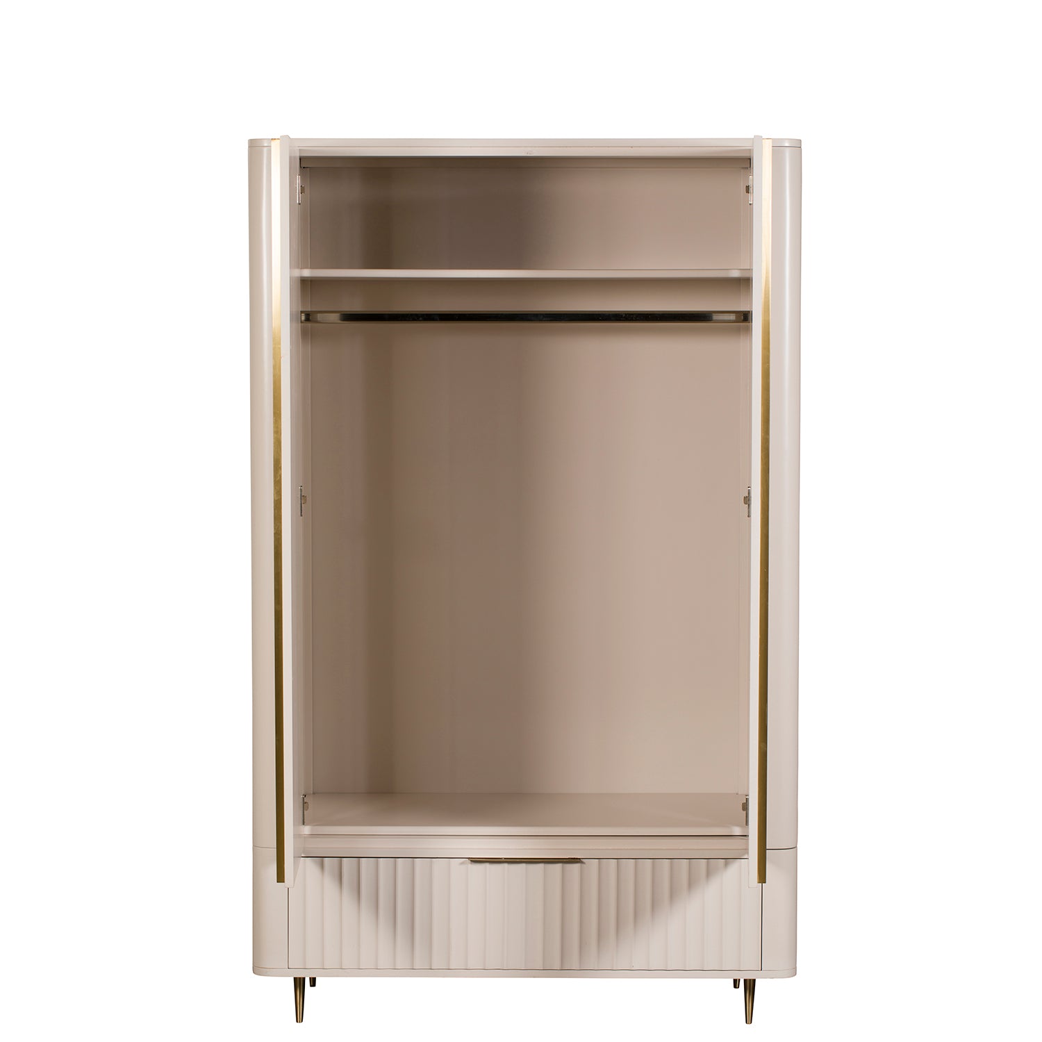 Lily White Gloss Modern Double Wardrobe - Open view