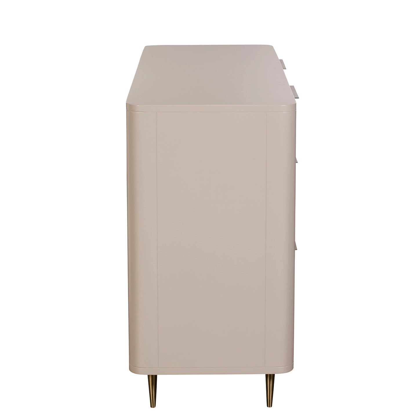 Lily Off-White High Gloss 6-Drawer Wide Chest - Side View