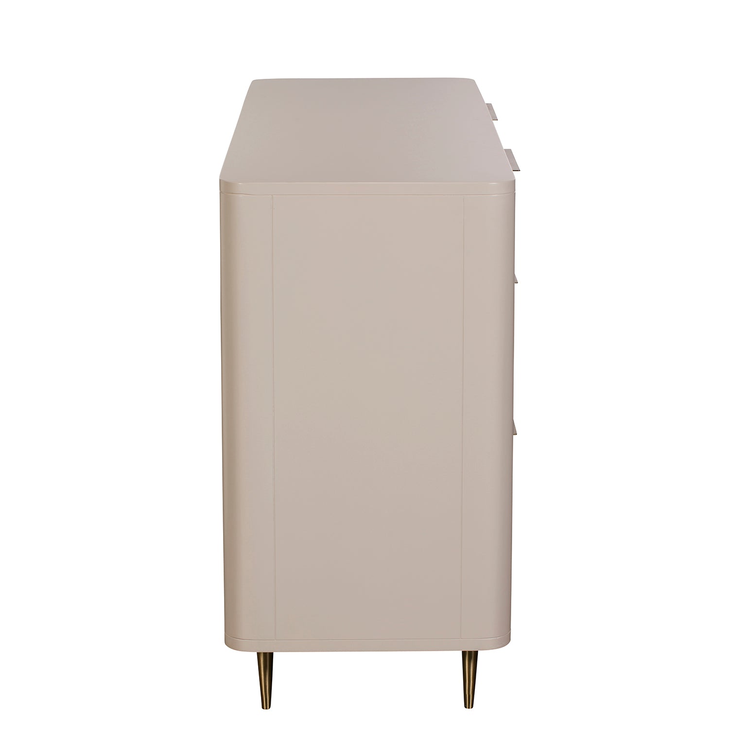 Lily Off-White High Gloss 6-Drawer Wide Chest - Side View