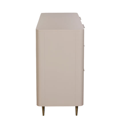 Lily Off-White High Gloss 6-Drawer Wide Chest - Side View
