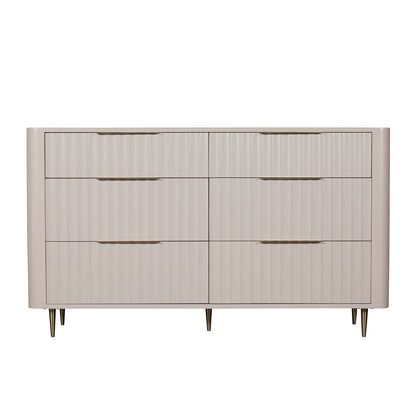 Lily Off-White High Gloss 6-Drawer Wide Chest - Front View