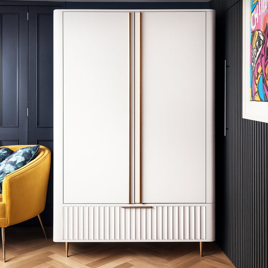 Lily White Gloss Modern Double Wardrobe