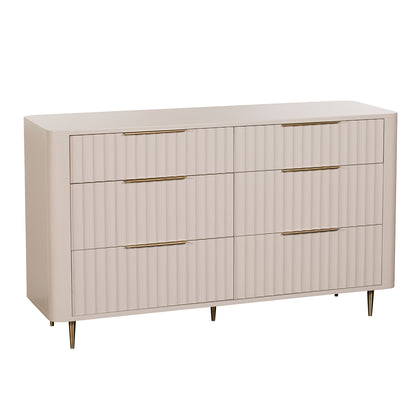 Lily Off-White High Gloss 6-Drawer French Wide Chest