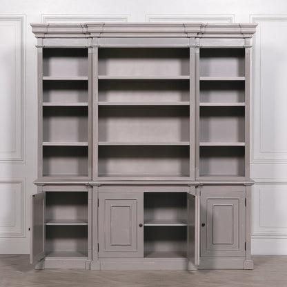 Heavily Distressed Grey French Bookcase with Cupboard