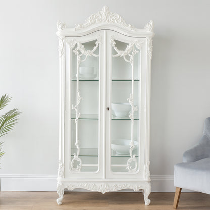 Louis French Heavily Carved 2 Door Display Cabinet