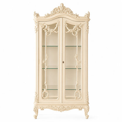 Louis French Heavily Carved 2 Door Display Cabinet
