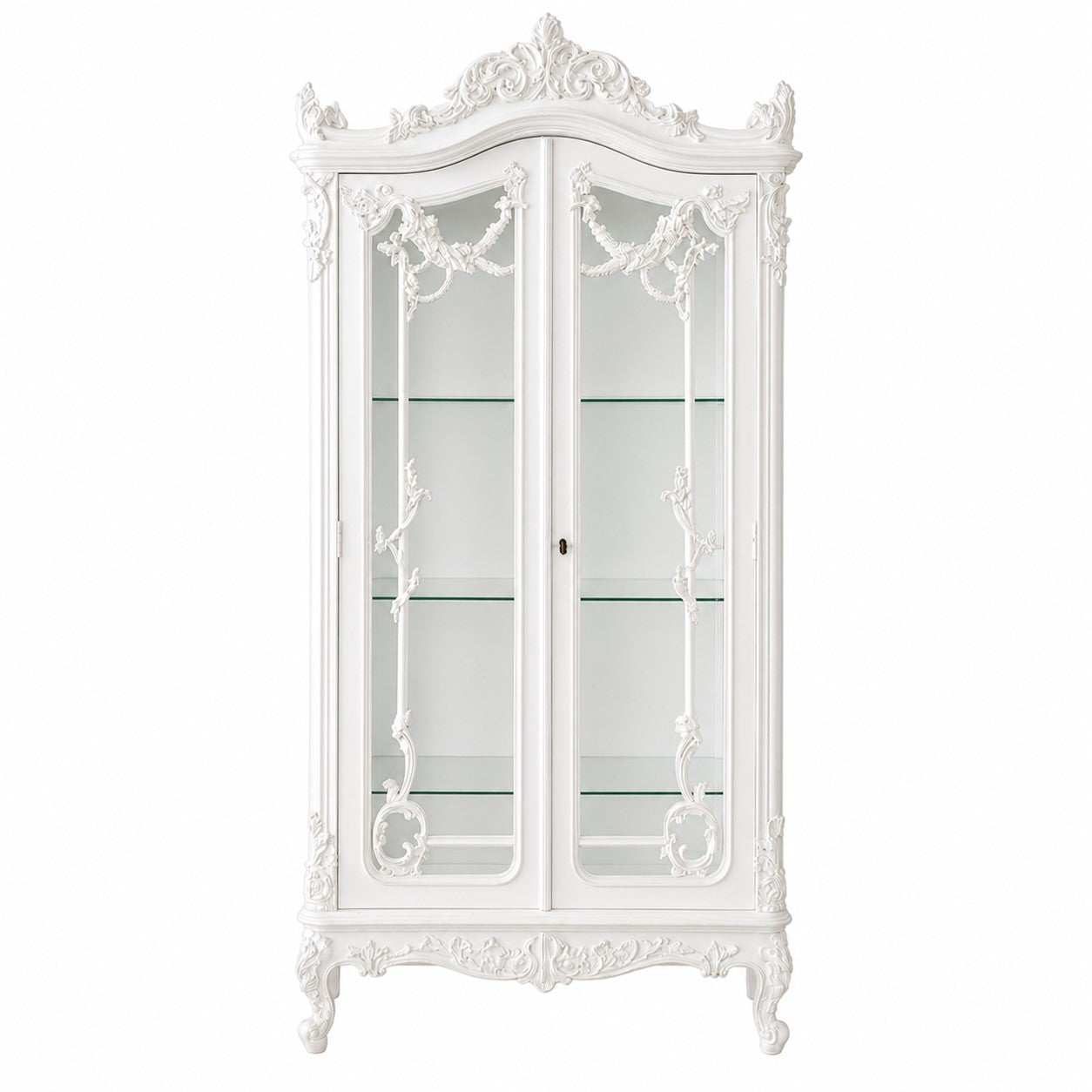 Louis French Heavily Carved 2 Door Display Cabinet