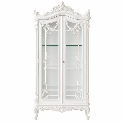 Louis French Heavily Carved 2 Door Display Cabinet