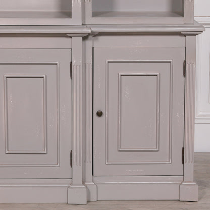 Heavily Distressed Grey French Bookcase with Cupboard
