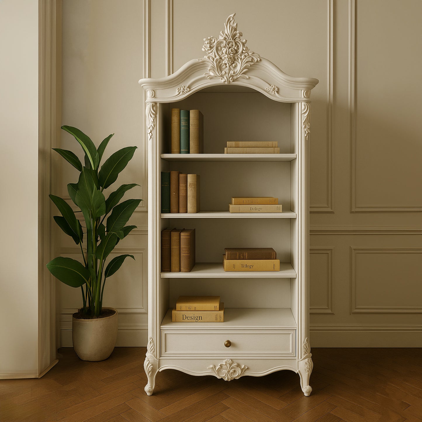 Louis French Open Bookcase with 1 Drawer