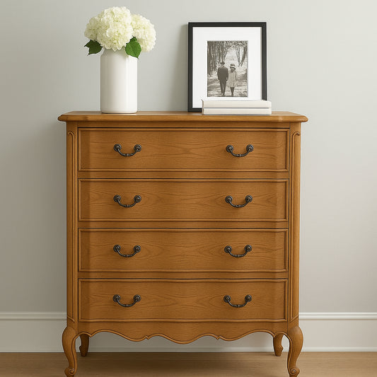 Louis Oak French Small Chest of Drawers