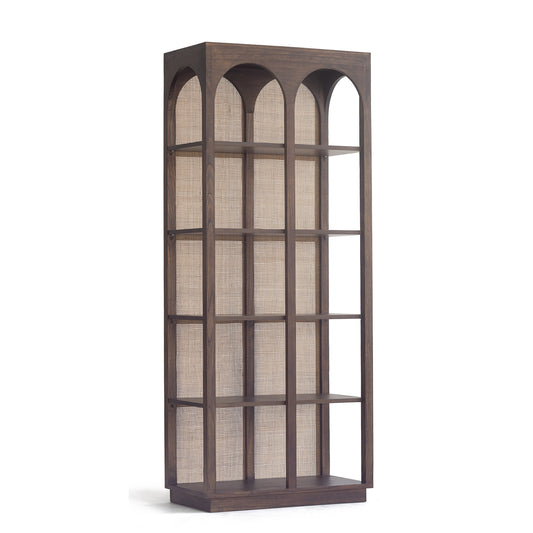 Messina Open Bookcase with Rattan Back